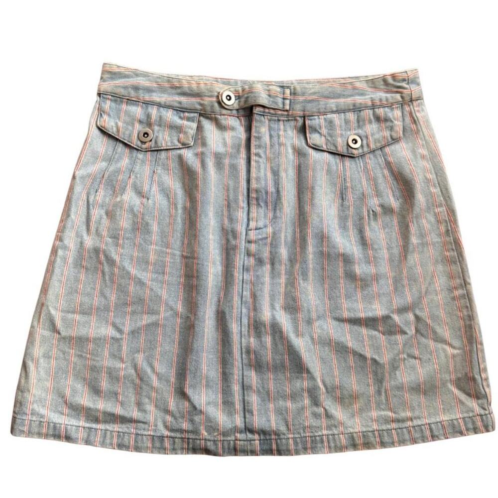 Vintage Y2K Loveriche Striped Denim Mini Skirt